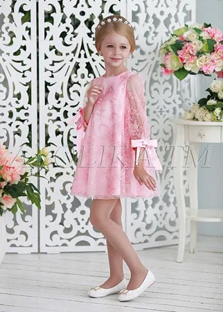 Платье-трапеция нарядное розового цвета ЭВИ