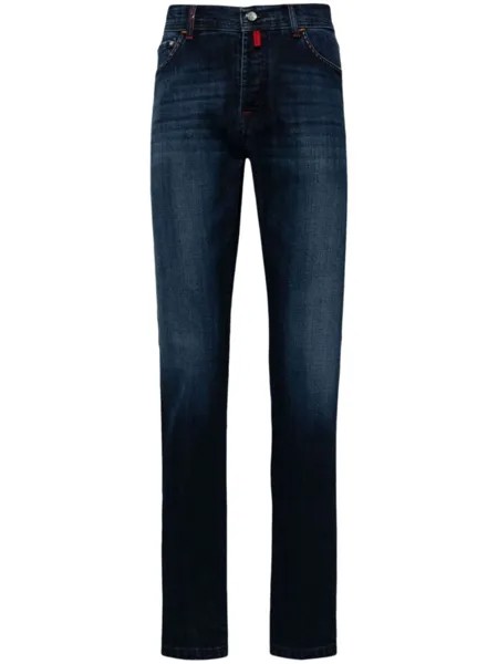 Kiton джинсы прямого кроя с вышитым логотипом, синий