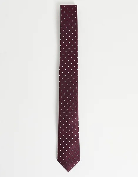 Бордовый галстук в горошек French Connection-Красный