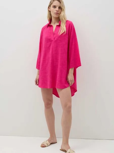 Длинная пляжная блузка с воротником-поло Ovs, цвет fuchsia