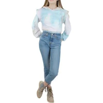Женская синяя укороченная толстовка с капюшоном цвета морской волны, удобная домашняя одежда XS BHFO 9295