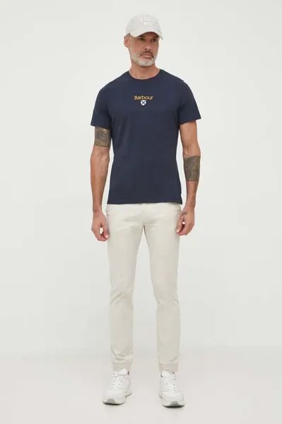 Футболка из хлопка Barbour, темно-синий