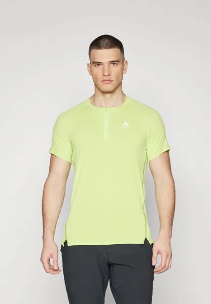 Спортивная футболка CREW NECK ZIP TRAIL ODLO, цвет sharp green