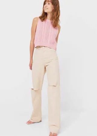 Stradivarius Жилет Из Кружева Кроше Приглушенно-Розовый M
