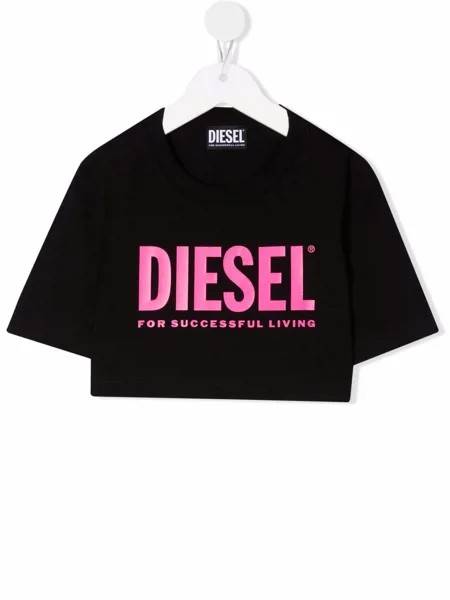 Diesel Kids укороченная футболка с логотипом