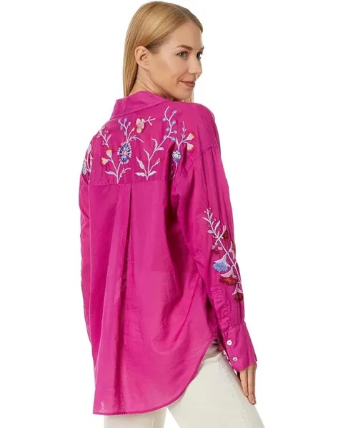 Рубашка Johnny Was Piper Relaxed Oversized Shirt, цвет Festival Fuchsia