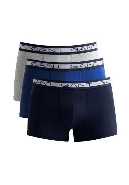 Мужские боксеры, 3 шт. - BASIC TRUNKS 3-PACK, хлопок стрейч, однотонные GANT, серый
