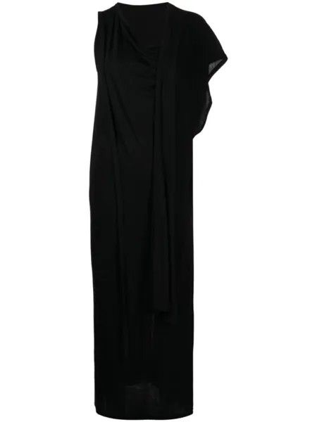 Драпированное платье макси Yohji Yamamoto, черный
