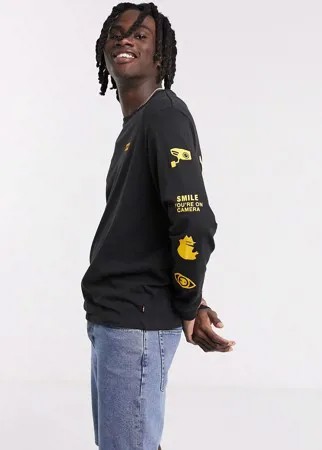 Черный лонгслив с принтом Levi's Youth