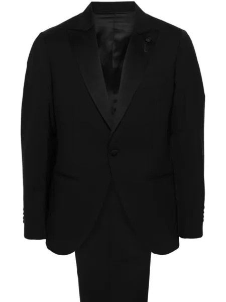 Lardini костюм с однобортным пиджаком и брошью, черный