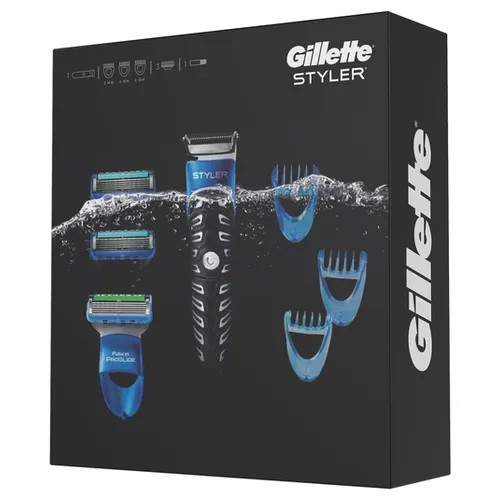 Триммер Gillette Подарочный набор Styler c 3 сменными кассетами и 3 насадками, синий