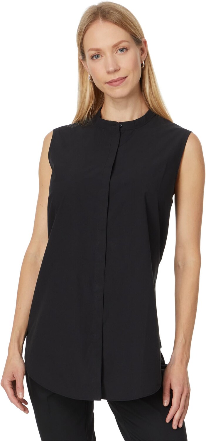 Рубашка Eileen Fisher Mandarin Collar Shirt, черный