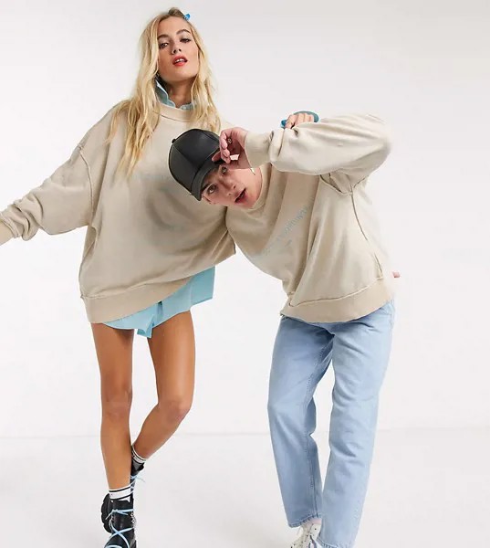 Свитшот в стиле oversized от COLLUSION Unisex-Желтый