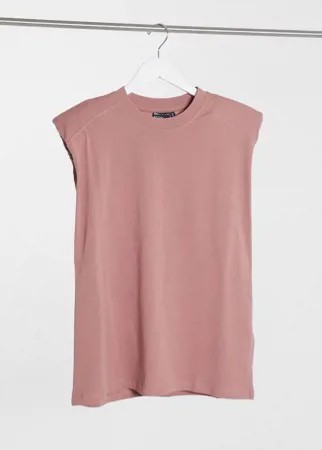 Бежевый свитшот с подплечниками ASOS DESIGN-Коричневый