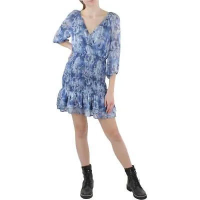 Женское синее короткое вечернее мини-платье цвета морской волны с присборками XS BHFO 6968