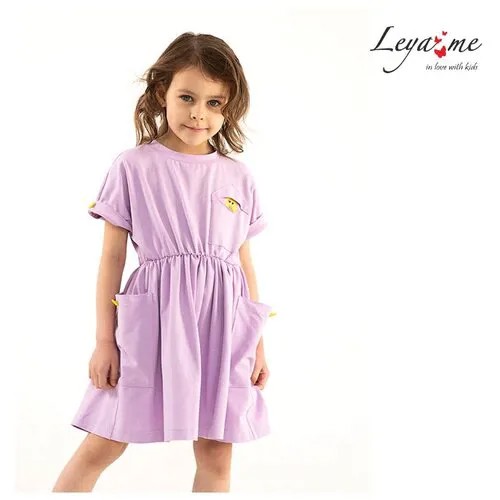 Leya.me Сиреневое детское платье-туника с аппликацией Утенок 110