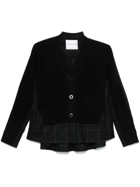 Sacai клетчатый кардиган, черный