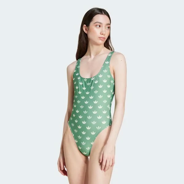 Купальник с монограммой Adidas, цвет Preloved Green/Cloud White