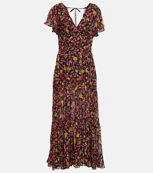 Платье макси Delicia из жоржета с цветочным принтом RIXO, разноцветный