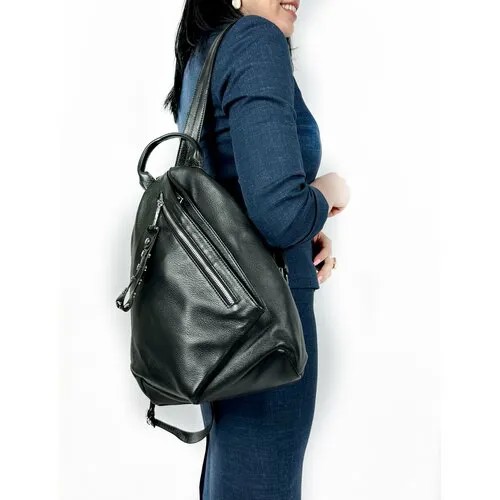 Рюкзак торба Polina & Eiterou 19002-Black, фактура гладкая, черный
