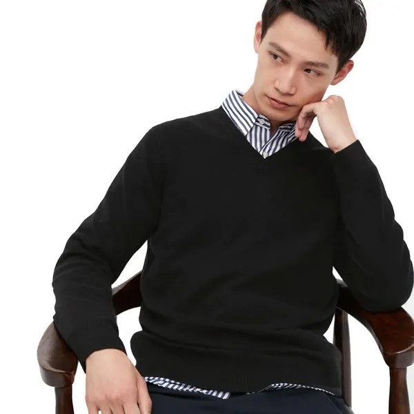 Джемпер Uniqlo 100% Cashmere V Neck, черный