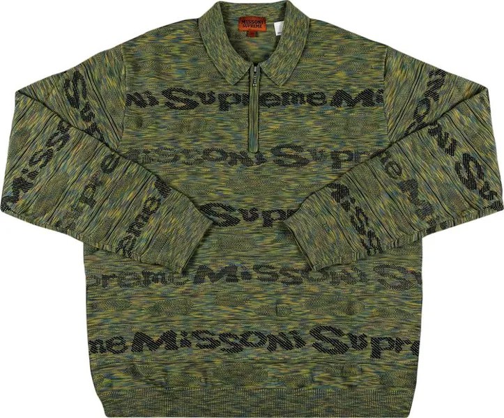 Лонгслив Supreme x Missoni Zip Long-Sleeve Polo 'Lime', зеленый