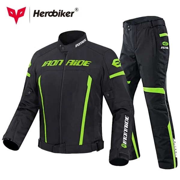Мотоциклетный костюм HEROBIKER, бронированная Защитная Экипировка, водонепроницаемая куртка для езды на мотоцикле, брюки