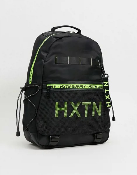 Черный рюкзак с неоновым принтом HXTN Supply Prime