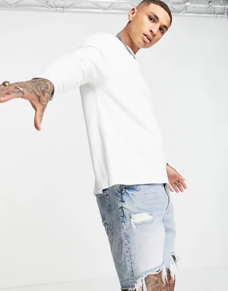 Белый свободный лонгслив из плотного трикотажа ASOS DESIGN