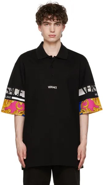 Черная футболка-поло со вставками Versace