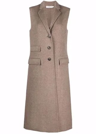 Tory Burch однобортное шерстяное пальто без рукавов
