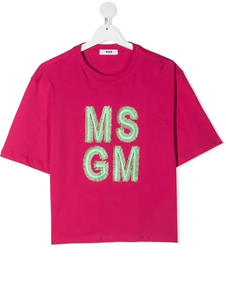 MSGM Kids футболка с вышитым логотипом
