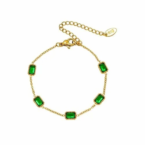 Браслет-цепочка SORONA, фианит, Swarovski Zirconia, циркон, 1 шт., размер 17 см, зеленый