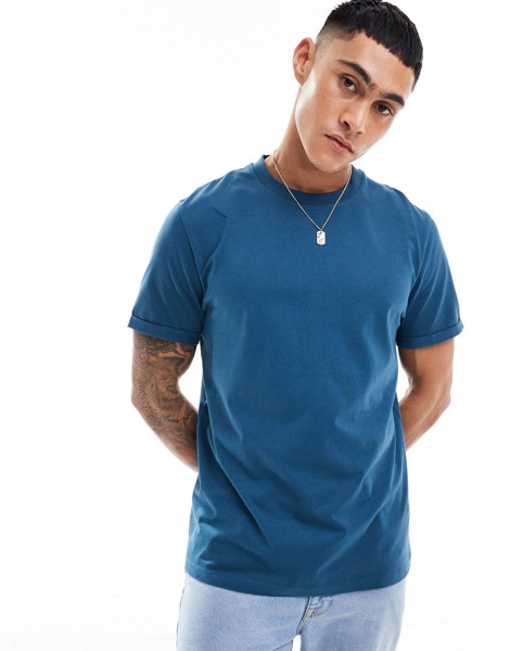 Футболка Asos Design Roll Sleeve, синий
