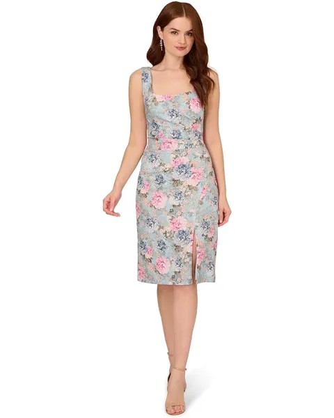 Платье Adrianna Papell Floral Matelasse, синий