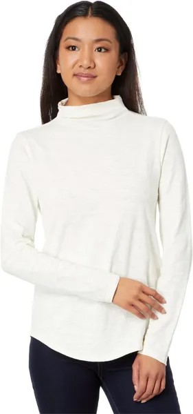 Топ Lilla P Shirttail Hem Funnel Neck, экрю