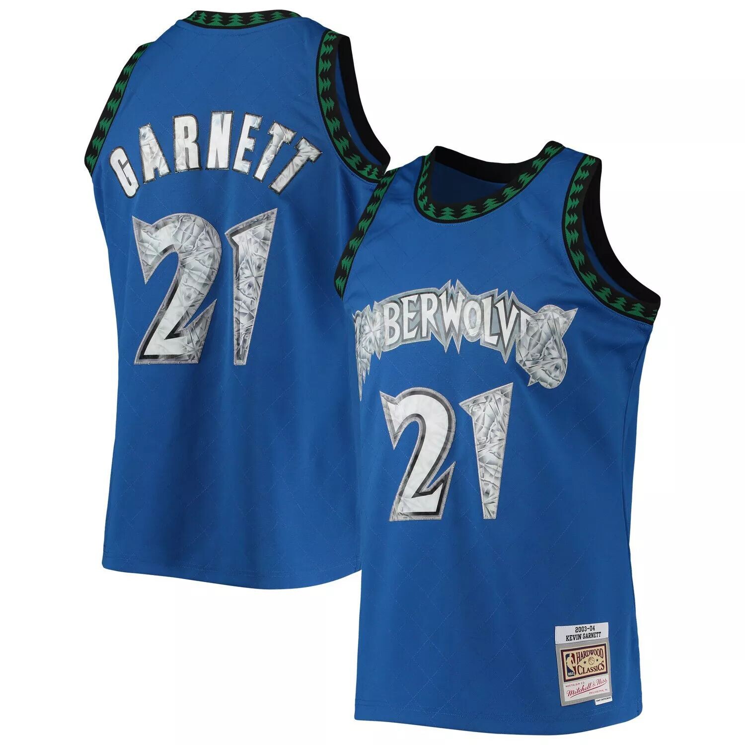 Мужская майка Mitchell & Ness Kevin Garnett Blue Minnesota Timberwolves 2003-04 Hardwood Classics, посвященная 75-летию Diamond Swingman
