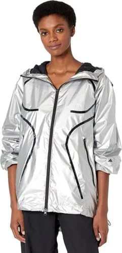 Женская беговая куртка Adidas Stella McCartney TruePace, серебристый металлик/черный