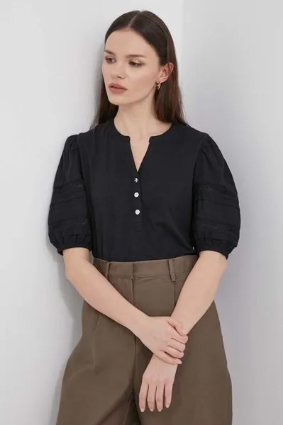 Хлопковая блузка Lauren Ralph Lauren, черный