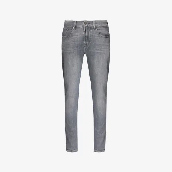 Джинсы slimmy tapered зауженного кроя из эластичного денима 7 For All Mankind, серый