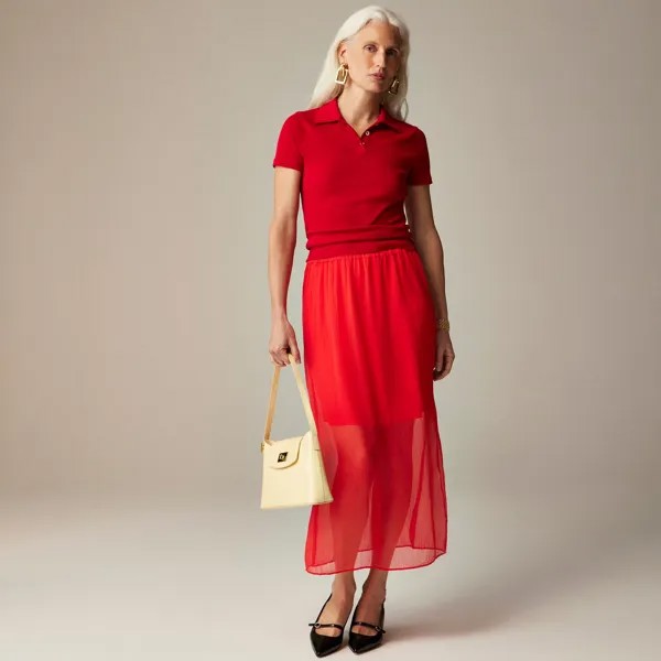 Многослойная юбка-комбинация Gwyneth из жатого шифона J.Crew, красный