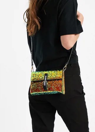 Радужная переливающаяся сумка через плечо с фирменными ремешками House of Holland-Многоцветный