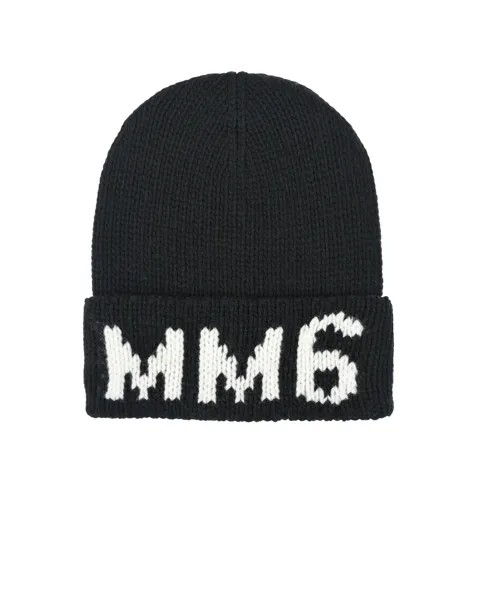 Черная шапка с белым лого MM6 Maison Margiela детская