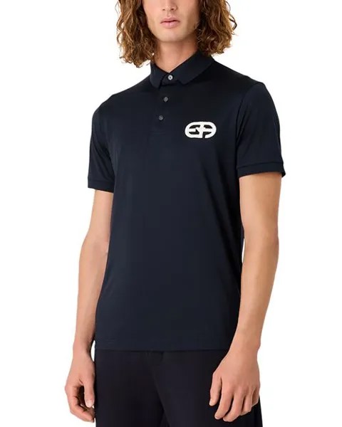 Рубашка поло стандартного кроя с контрастным вышитым логотипом Emporio Armani, цвет Blue
