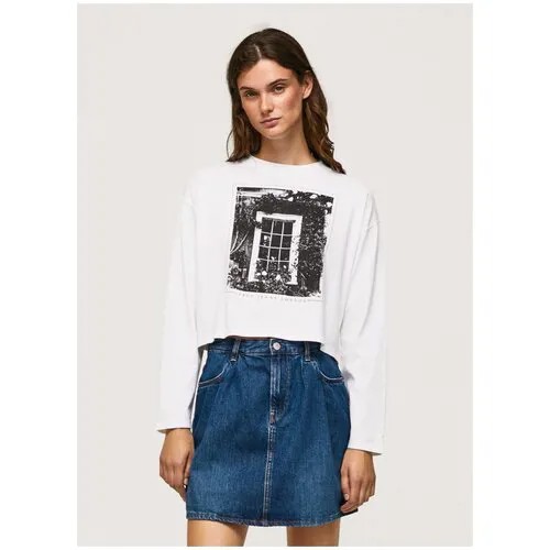 Лонгслив Pepe Jeans, хлопок, размер M, белый