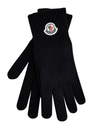 Шерстяные перчатки эластичной вязки с логотипом из фетра