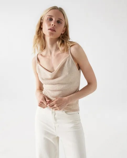 Женский вязаный топ на бретелях Salsa Jeans, бежевый