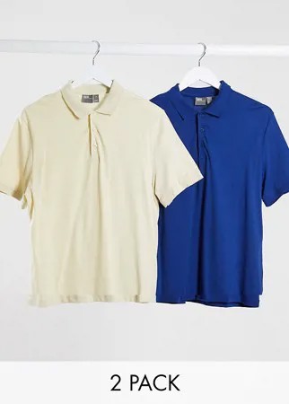 2 трикотажных поло ASOS DESIGN​​​​​​​-Многоцветный
