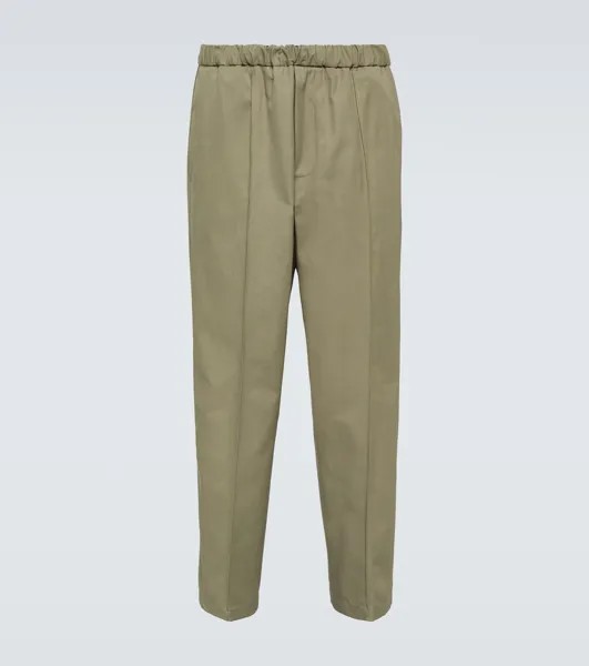 Прямые брюки из хлопкового поплина Jil Sander, зеленый