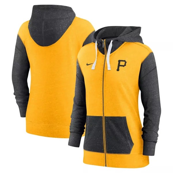 Женская худи с молнией во всю длину Nike Gold Pittsburgh Pirates Nike